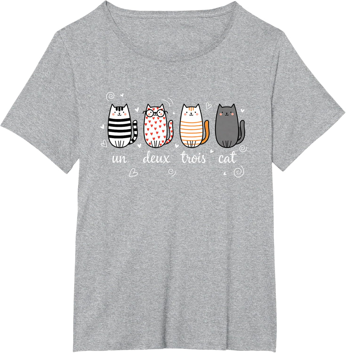Un Deux Trois Cat Funny French Cat Design Cat Lovers T-Shirt - Heather Grey