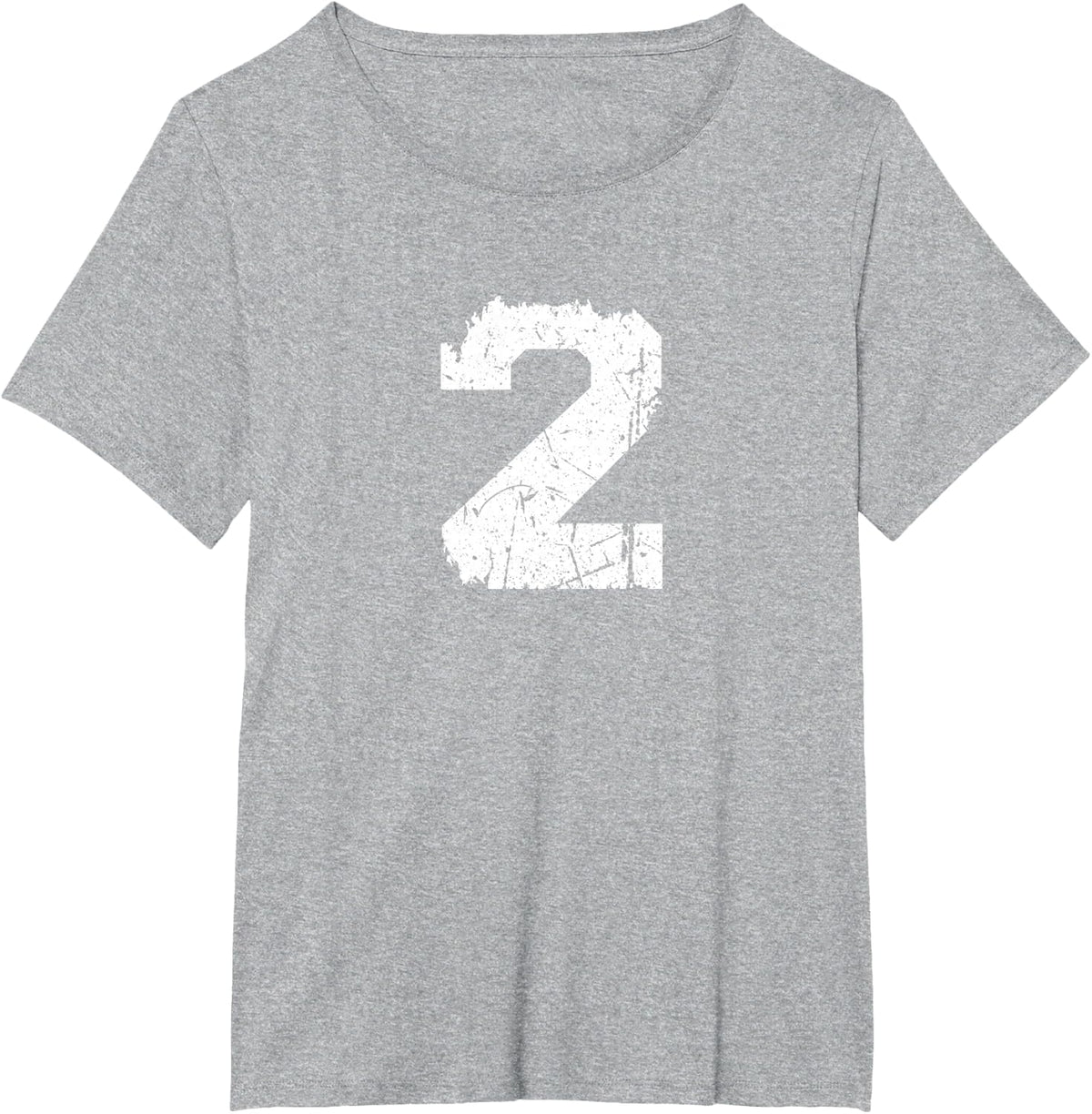 Vintage Torn Number #2 Sports Team T-Shirt - Heather Grey