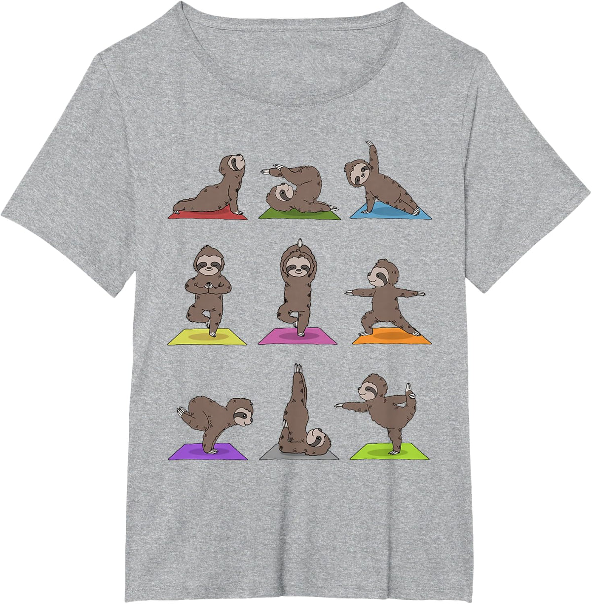 Sloth Yoga T-Shirt - Funny Sloth Shirts For Women Men Yoga Lovers Tees - Heather Grey