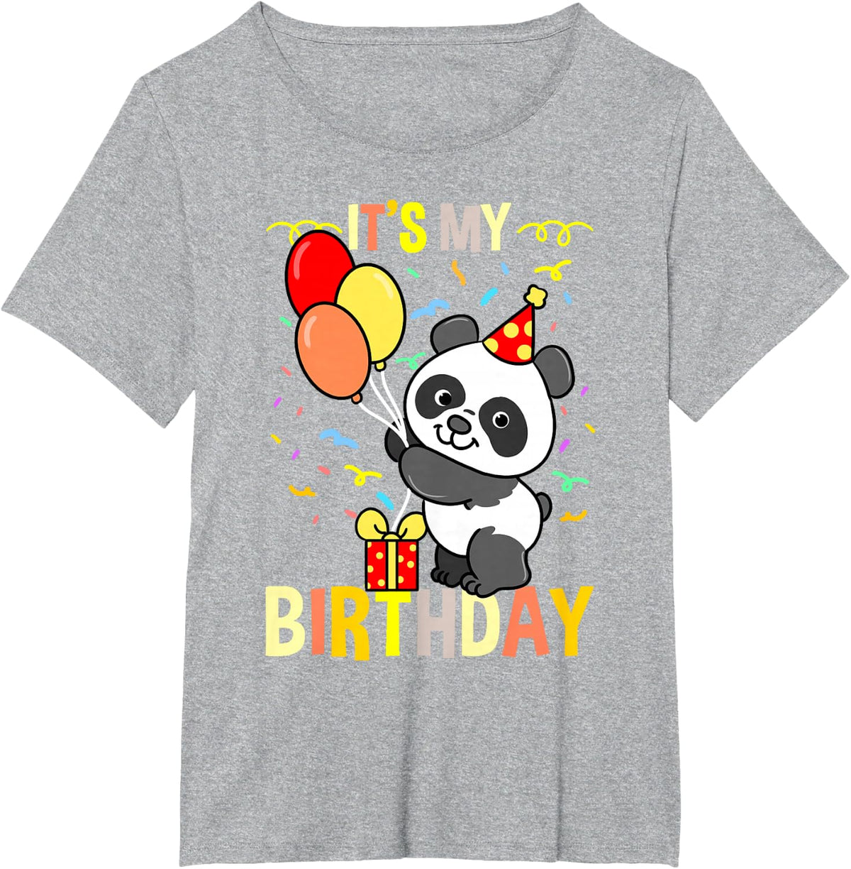 It's My Birthday Panda Tee Shirt Gift For Men Women Kids Birthday T-Shirt - Heather Grey