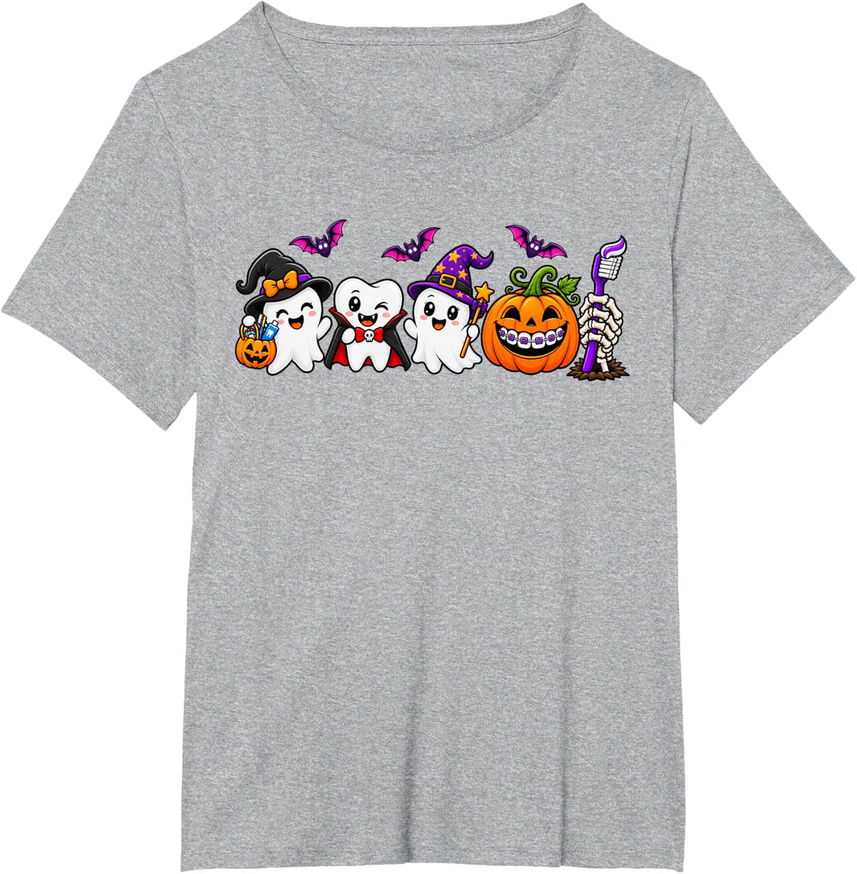 Halloween Dentist Ghost Pumpkin Witch T-Shirt - Heather Grey
