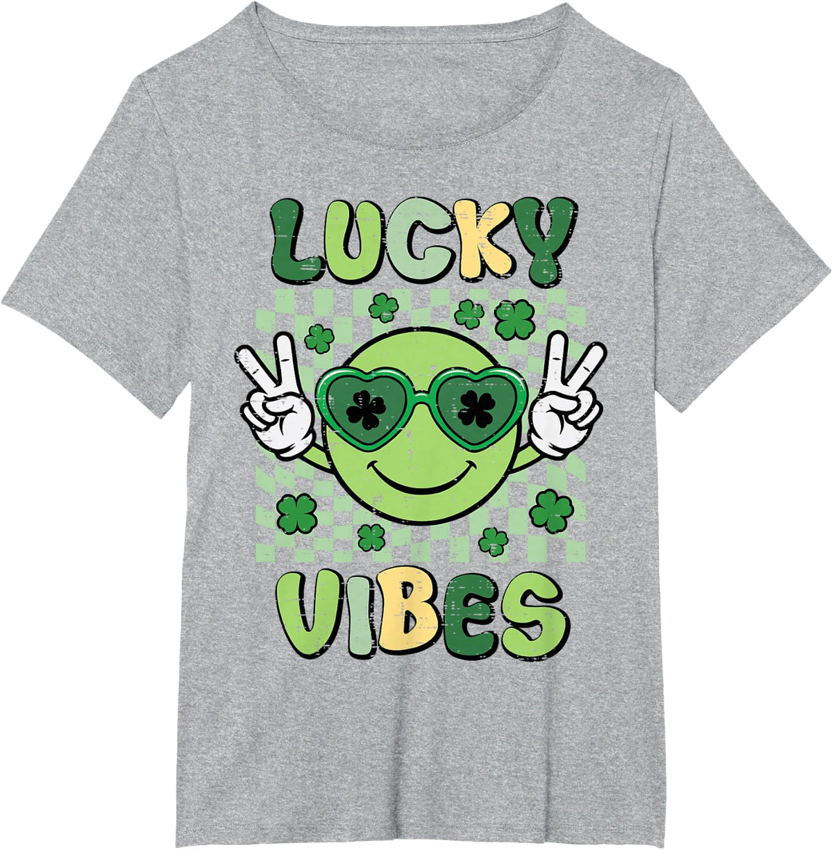 St Patricks Day Smile Lucky Vibes Saint Paddys Women Men Kid T-Shirt - Heather Grey