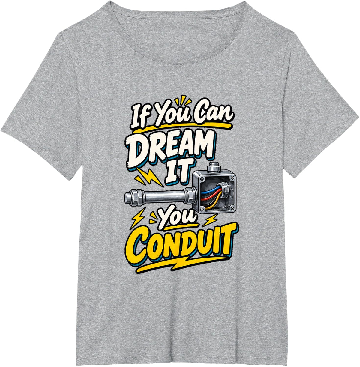 Funny Conduit Bender Electrician Electrical Worker T-Shirt - Heather Grey