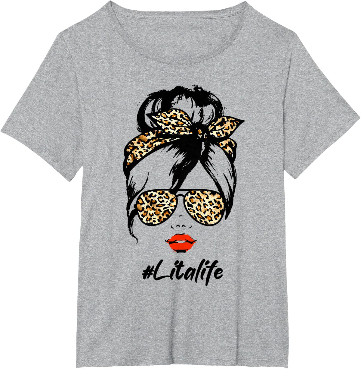 Classy Lita Life With Leopard Pattern Shades #Litalife T-Shirt - Heather Grey