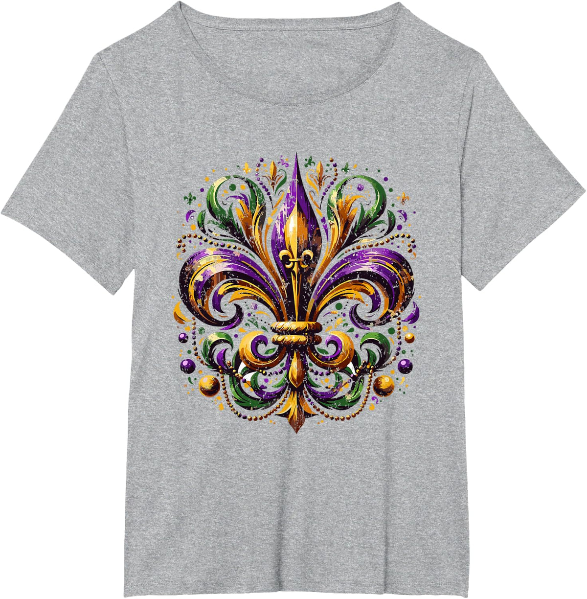 Vintage Fleur de Lis New Orleans Costume Outfit Mardi Gras T-Shirt - Heather Grey