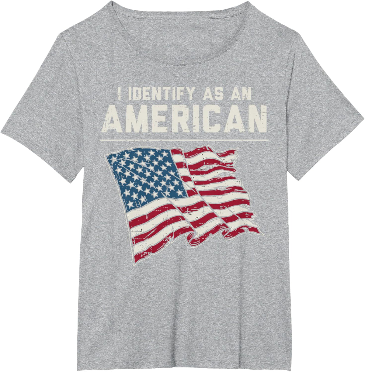 I Identify As an American US Flag 4th of July Men Women Kids T-Shirt - Heather Grey