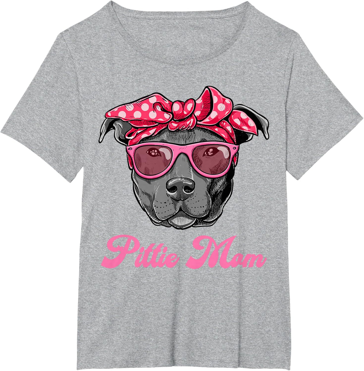 Funny PITTIE MOM Women T-Shirt Cool Pitbull Dog Retro Tee T-Shirt - Heather Grey