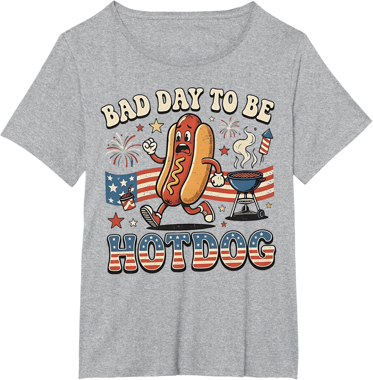Bad Day to be a Hot Dog Funny BBQ Grilling 4th of July T-Shirt - Heather Grey