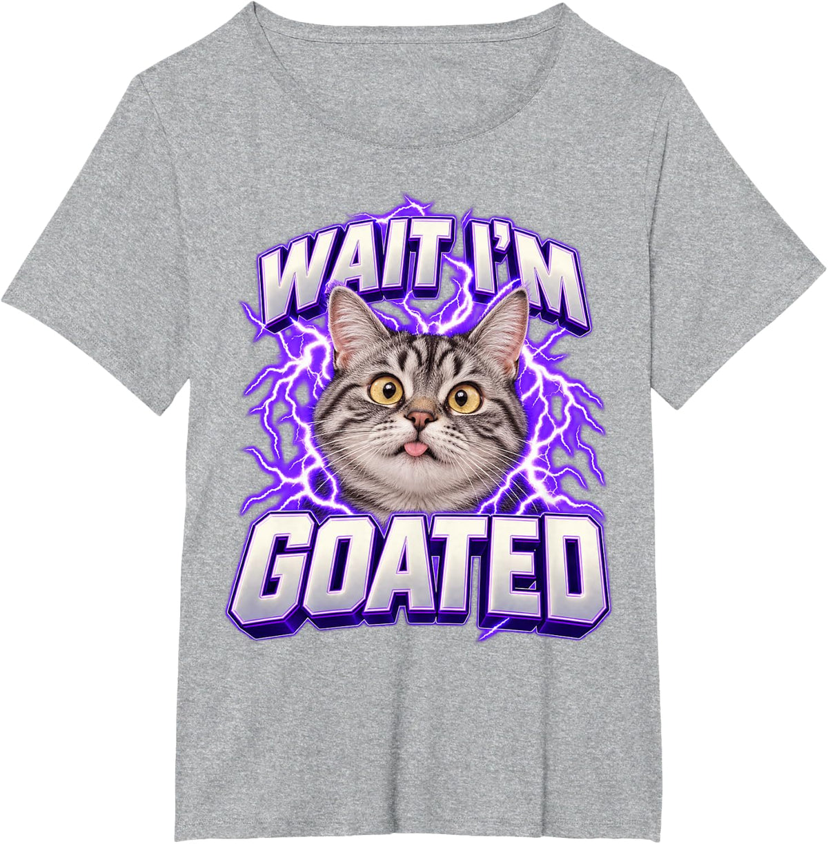 Wait I'm Goated Silly Tabby Cat Meme Gifts for Men Women Kid T-Shirt - Heather Grey