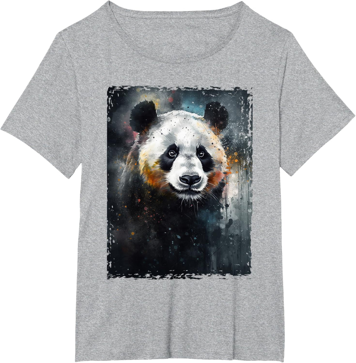 Colorful Beautiful Panda Watercolor Tees Panda Lovers Oil Painting Boys Kids Funny T-Shirt - Heather Grey