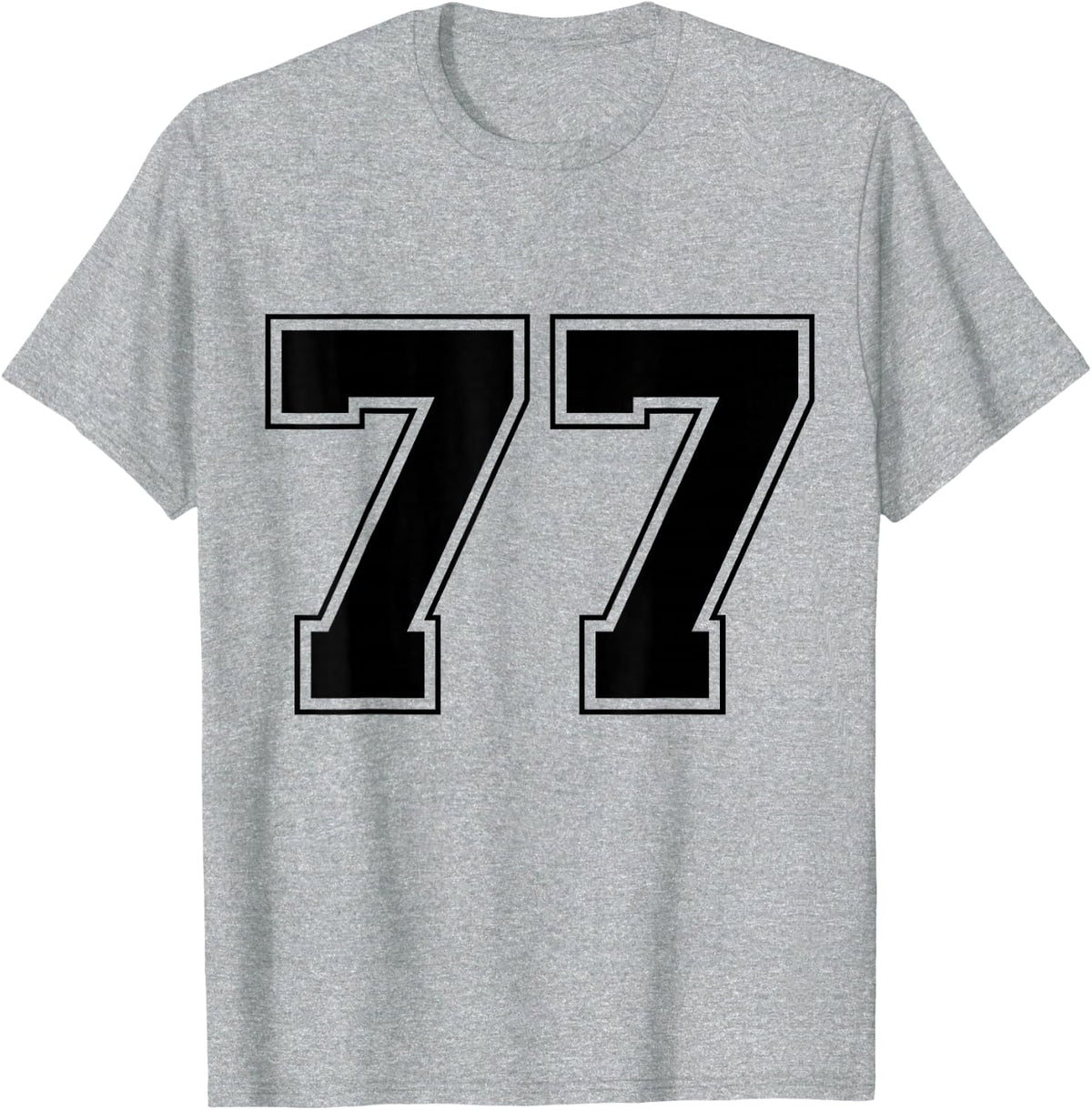 Number 77 Big Bold Capital Varsity Alphabet Monogram T-Shirt - Heather Grey
