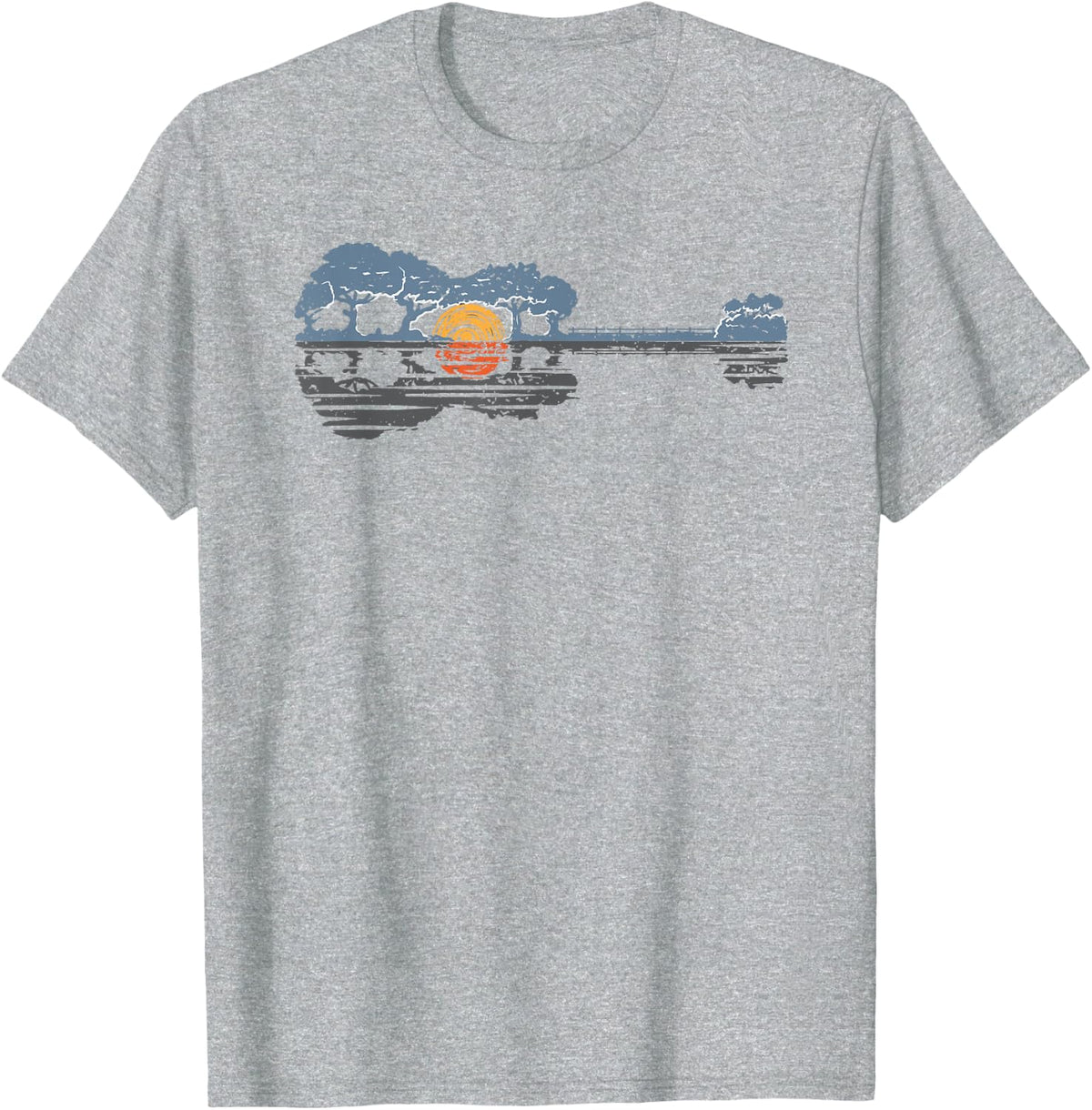 Guitar Gift: Moonrise Outdoor Musician for Man and Woman T-Shirt - Heather Grey