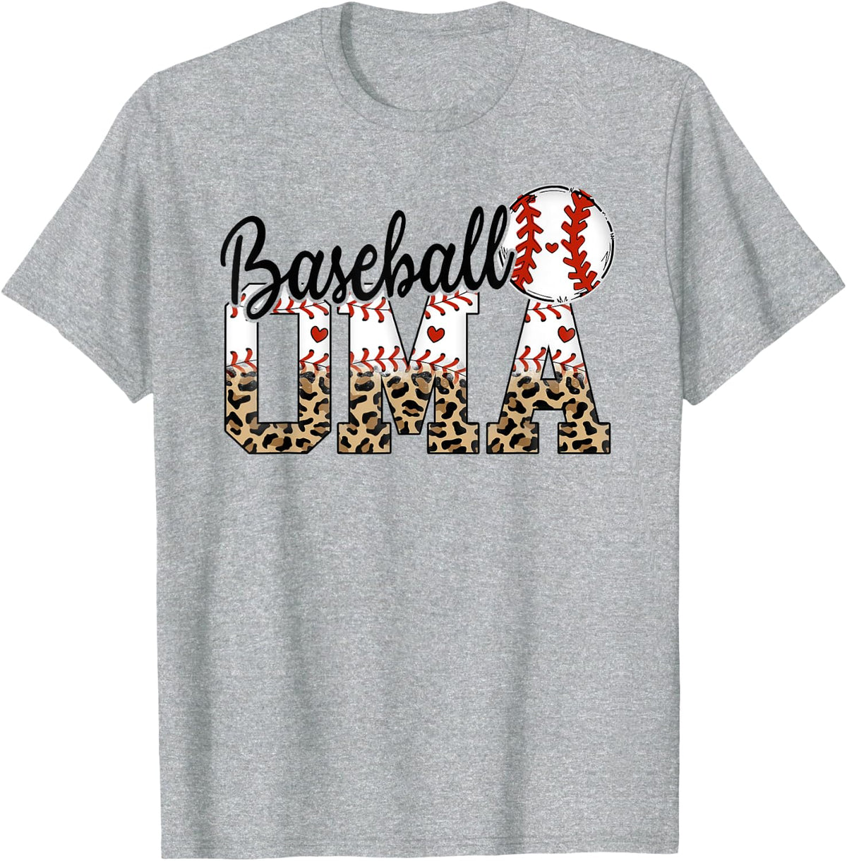 Baseball Oma Women BallPark Oma Baseball Mom Mother's Day T-Shirt - Heather Grey