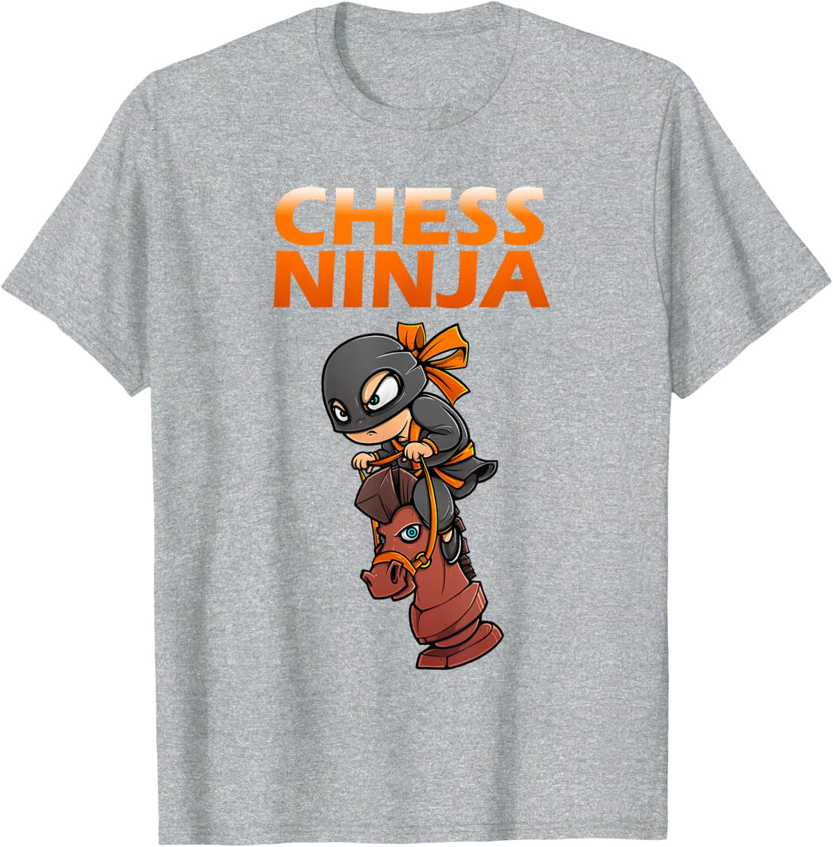 Chess Ninja Art for Kids Boys Girls Chess Player Chess Lover T-Shirt - Heather Grey