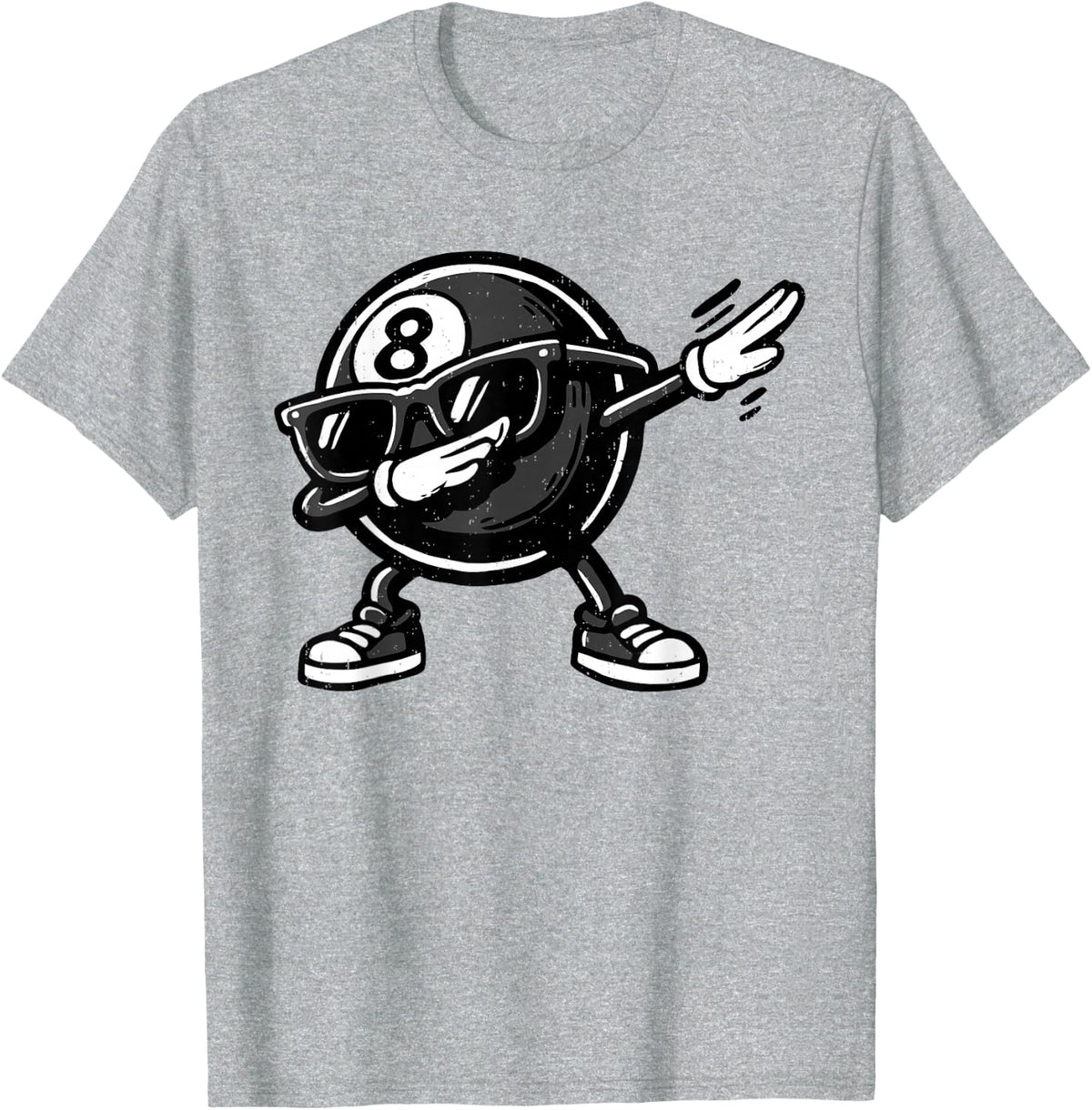 Dabbing 8 Ball Billiard Funny Pool Player Dab Dance T-Shirt - Heather Grey
