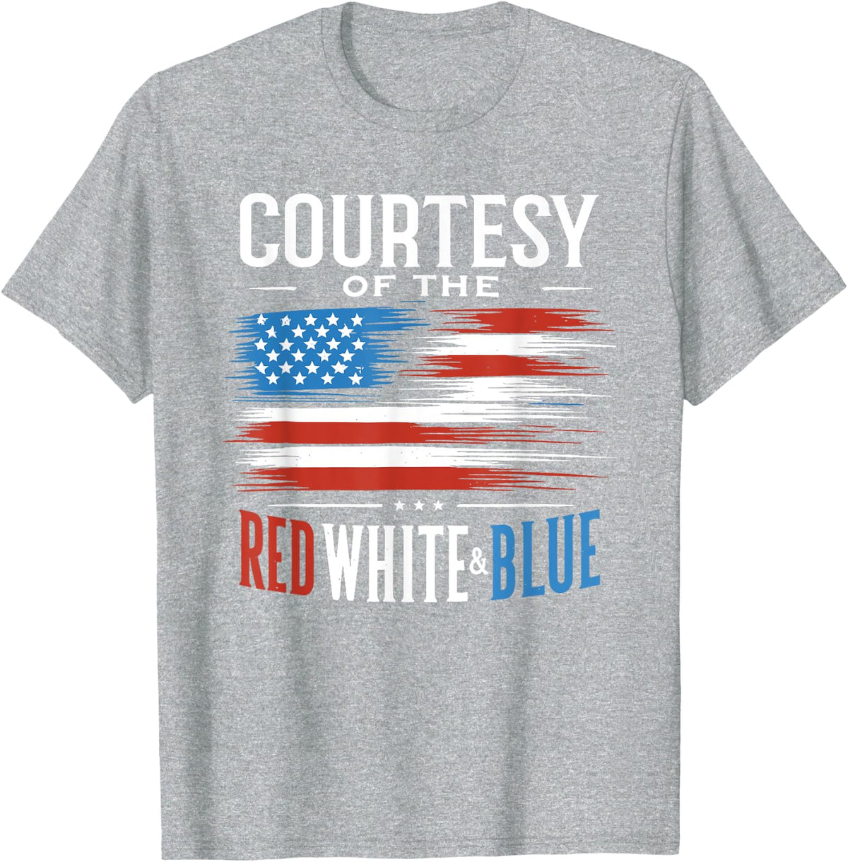 Courtesy Red White Blue Funny Patriotic US Flag Lover T-Shirt - Heather Grey