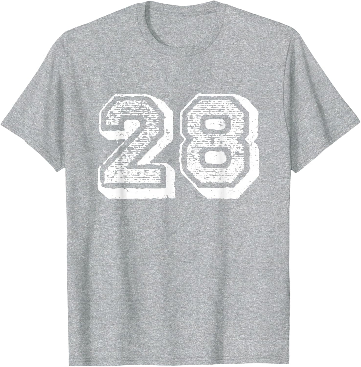 Number 28 Sports Jersey Player #28 Fan Front Print Vintage T-Shirt - Heather Grey