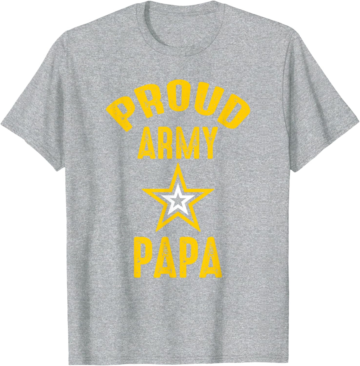 Vintage Proud Army PAPA Veterans Family Reunion Match T-Shirt - Heather Grey
