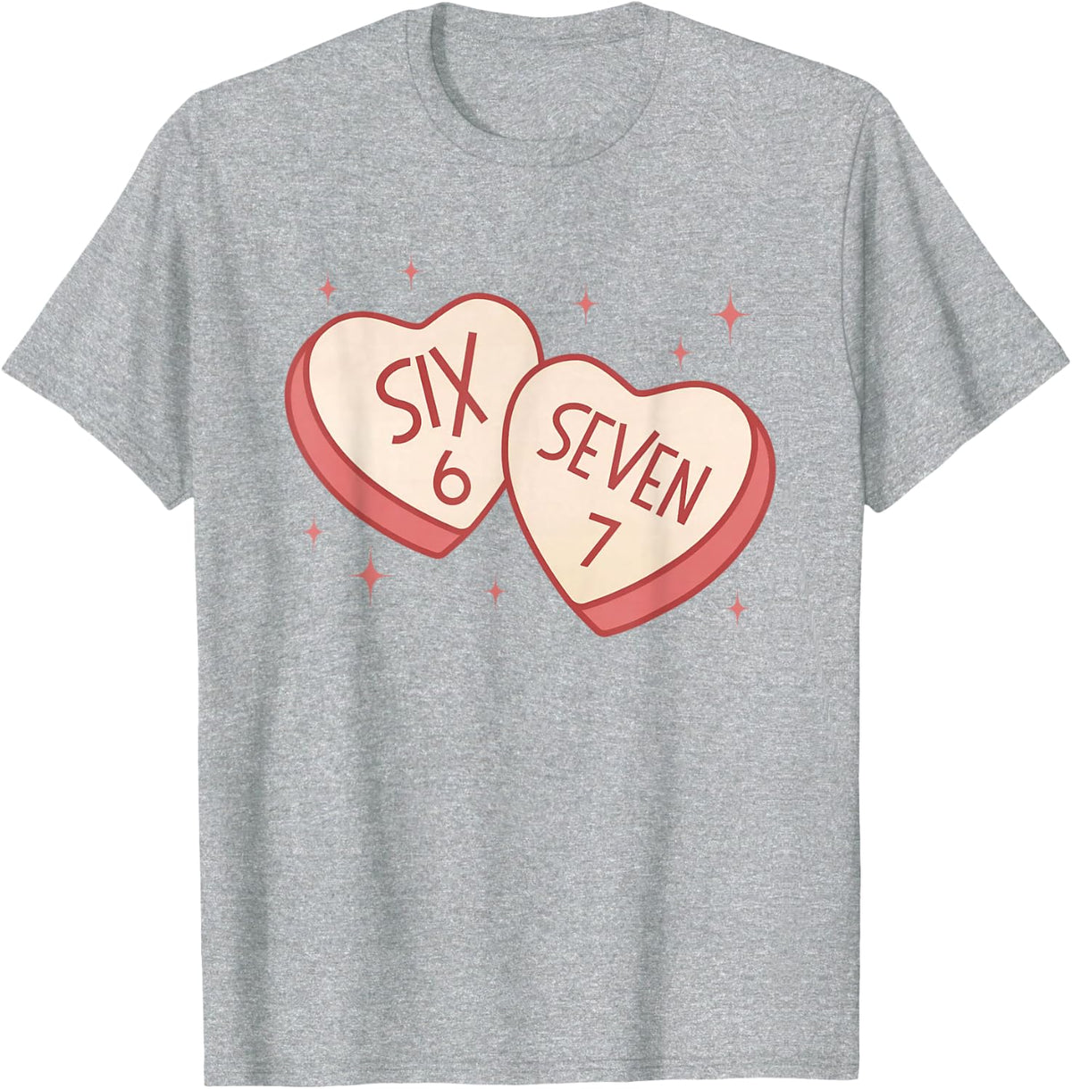 67 Valentines Day Candy Heart 6 7 Meme Six Seven Kids Boys T-Shirt - Heather Grey