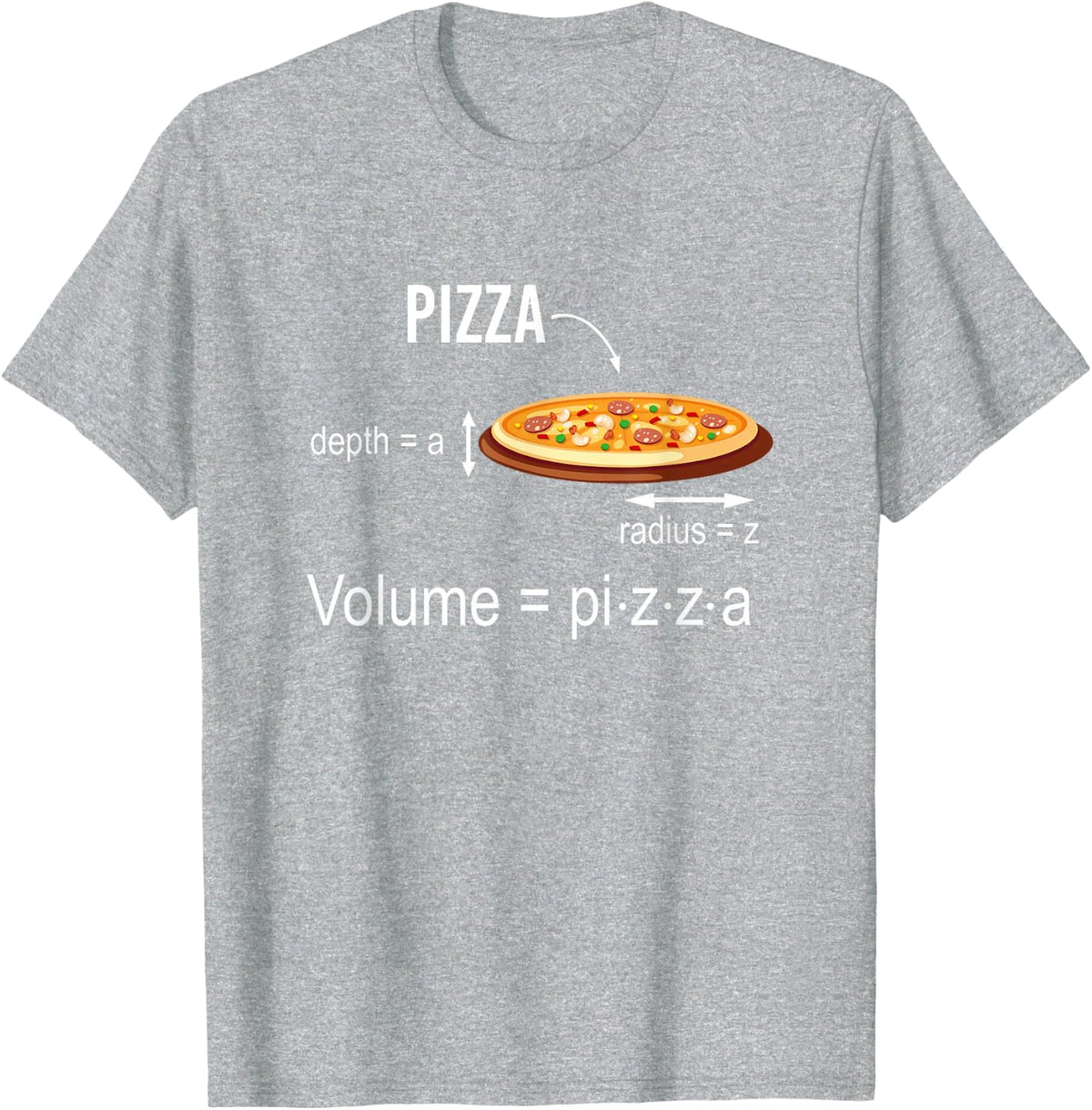 Math Nerd Pizza Lover Volume Formula Geek T-Shirt - Heather Grey
