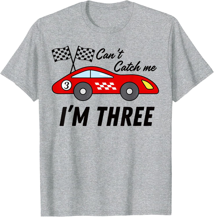 3 Year Old Racing Car Exotic Car Birthday Can't Catch Me I'm 3 T-Shirt - Heather Grey