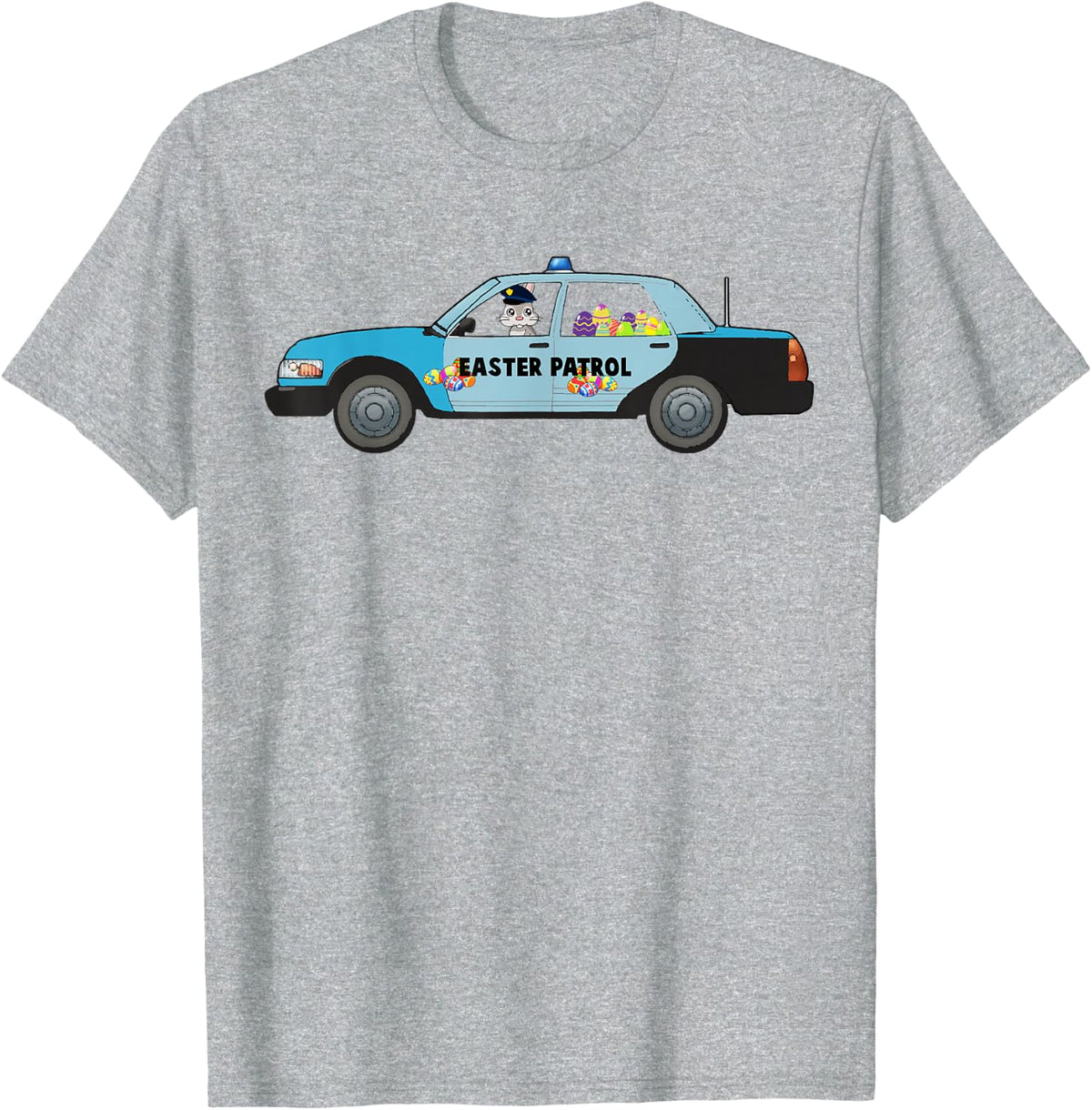 Easter Police Eggs Boys Girls Kids Bunny Rabbit Cruiser T-Shirt - Heather Grey