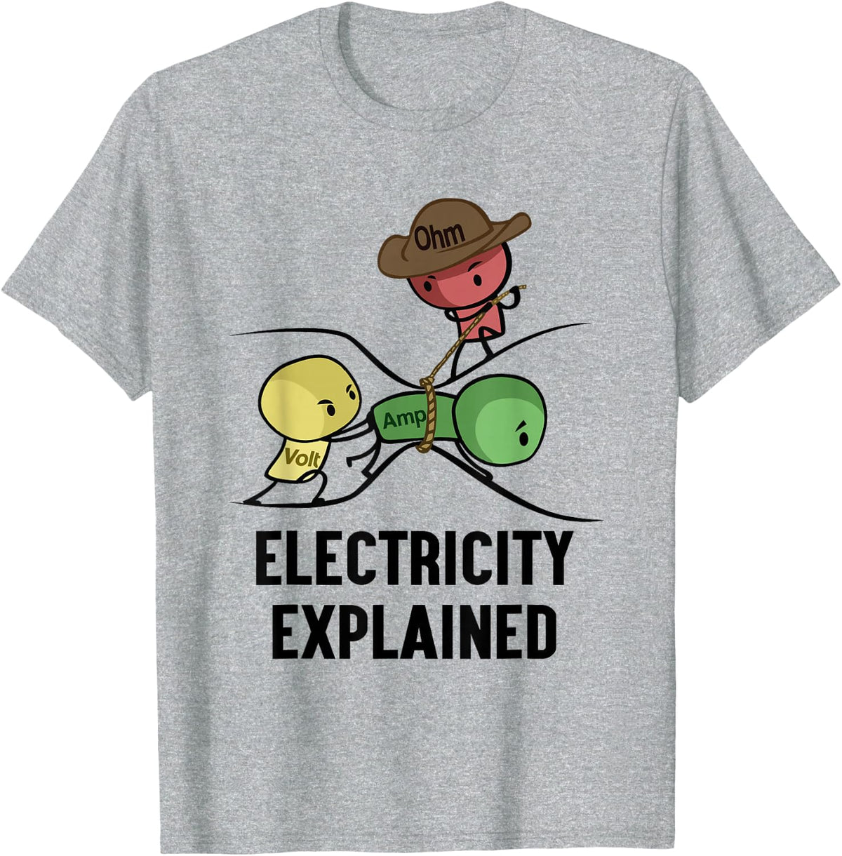 Electricity Explained Physics Nerd Gift I Teacher School T-Shirt - Heather Grey