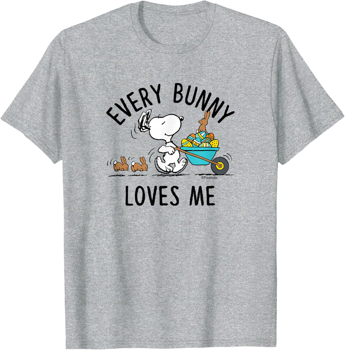 Peanuts - Easter - Every Bunny Loves Me T-Shirt - Heather Grey