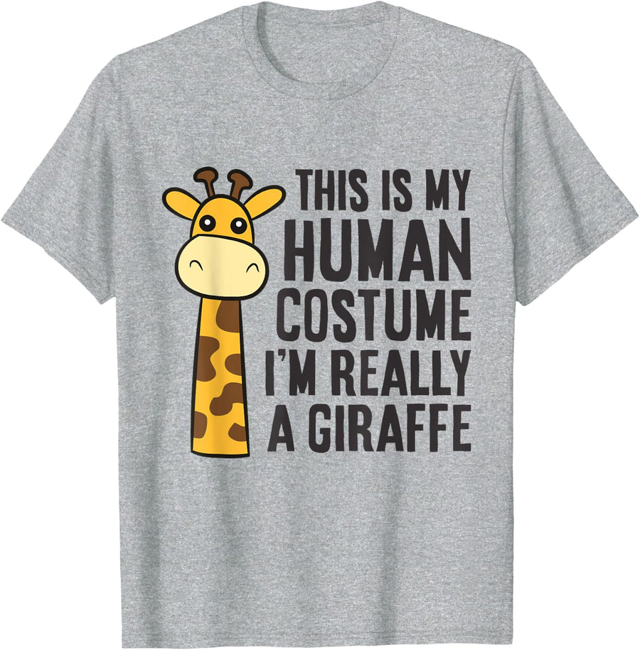 This Is My Human Costume I'm Really A Giraffe T-Shirt - Heather Grey