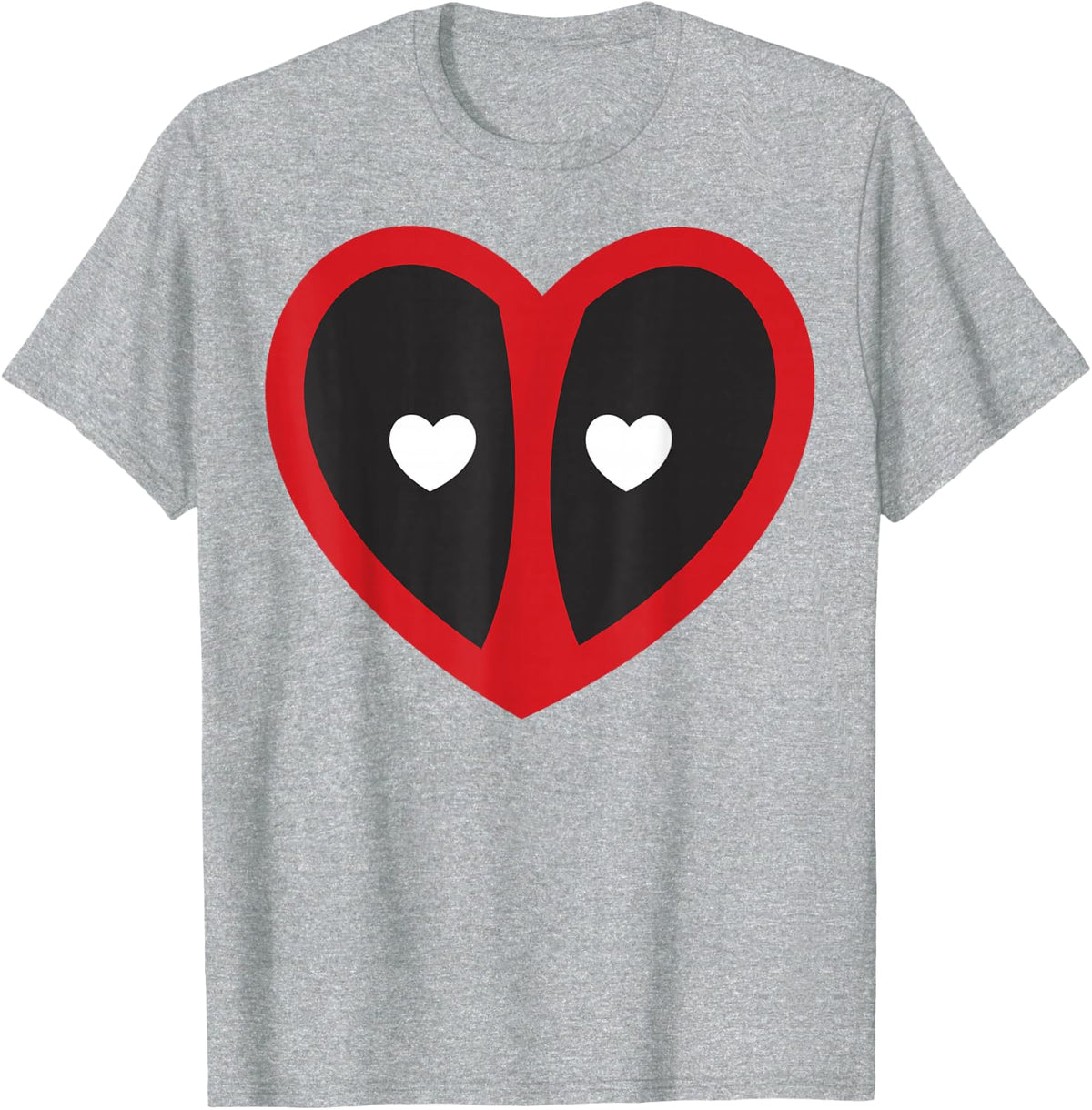 Marvel Deadpool Heart Mask Valentine's Day T-Shirt - Heather Grey