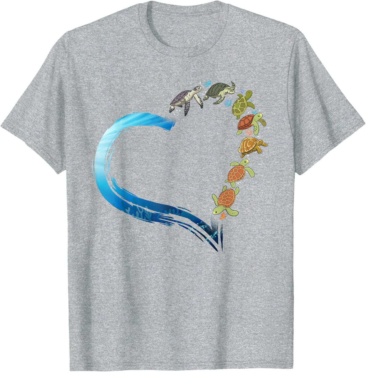 Sea Turtle Tortoise Heart T-Shirt - Heather Grey