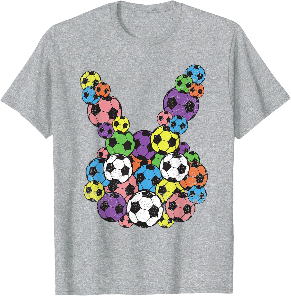 Easter Soccer Lover Bunny Head Ball Egg Hunting Spring T-Shirt - Heather Grey