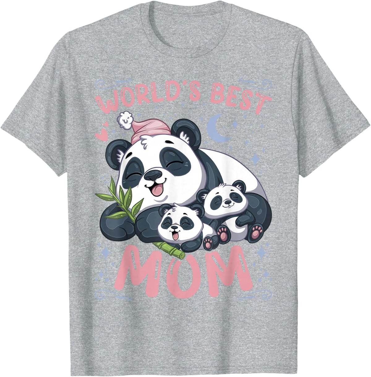 Best Mom Panda Bear with Puppys Mother's Day T-Shirt - Heather Grey