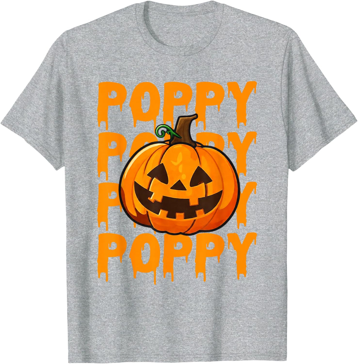Poppy Pumpkin Matching Family Halloween T-Shirt - Heather Grey