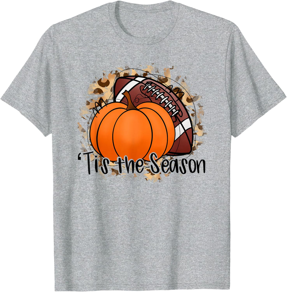 Tis The Season Thanksgiving Football Pumpkin Fall Football T-Shirt - Heather Grey