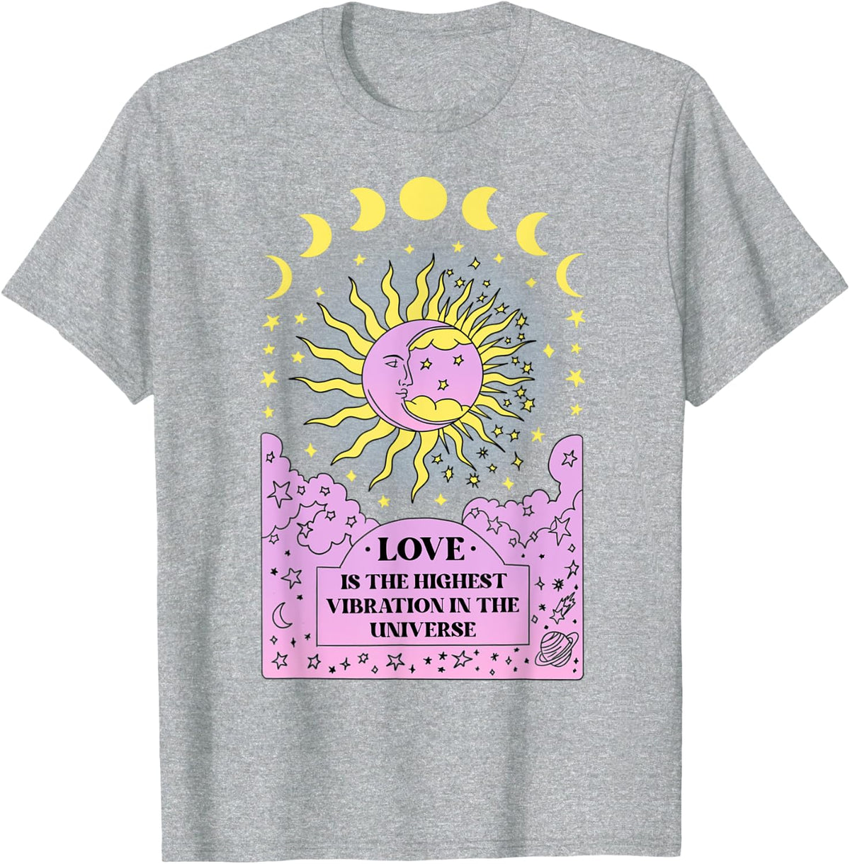 Love Is The Highest Vibration Celestial Mystical T-Shirt - Heather Grey