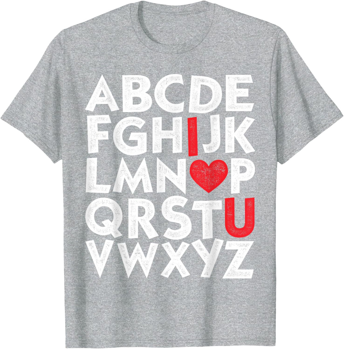 Vintage ABC I Love You Alphabet Valentines Day Girls Boys T-Shirt - Heather Grey