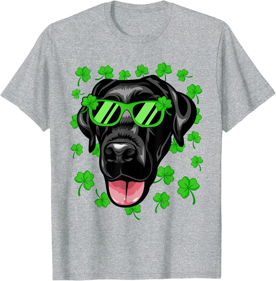Leprechaun Black Labrador St. Patrick's Day Dog Shamrock T-Shirt - Heather Grey