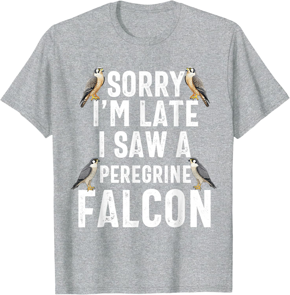 Peregrine Falcon Men Women Falconer Falconry BirdWatching T-Shirt - Heather Grey