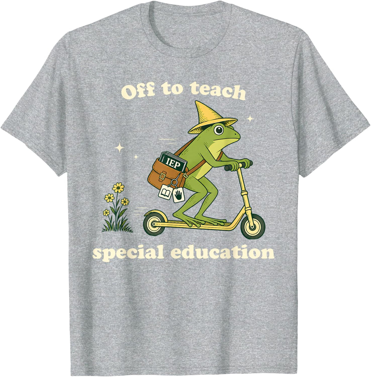Off to Teach Special Education Teacher Frog Funny SPED Humor T-Shirt - Heather Grey