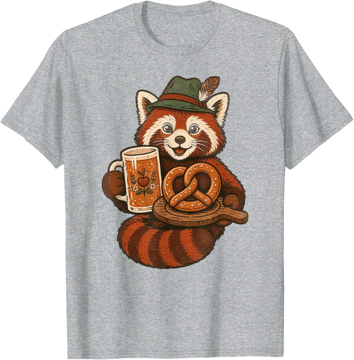 Harvest Red Panda Pretzel Cider T-Shirt - Heather Grey