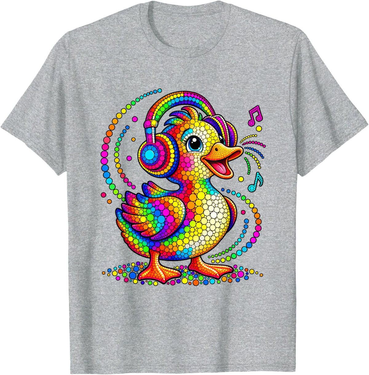 Funny Duck Dots Art Animal Lovers Boys Girls Students T-Shirt - Heather Grey