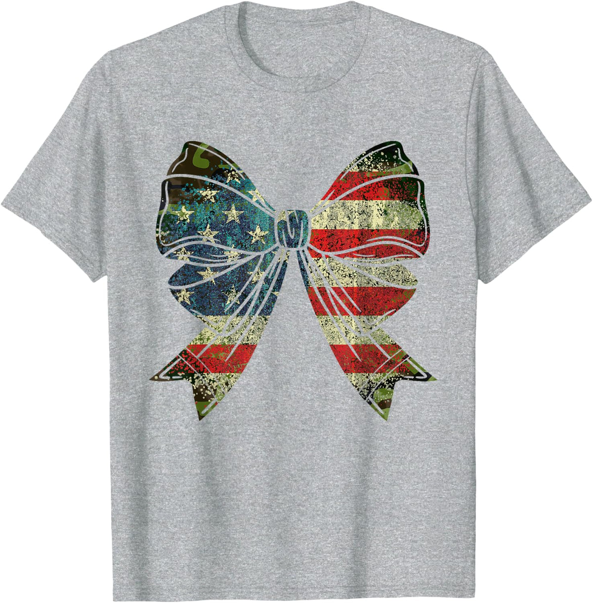 Camouflage Old Camo Bow Camo Coquette Bow Hunting Women Girl T-Shirt - Heather Grey