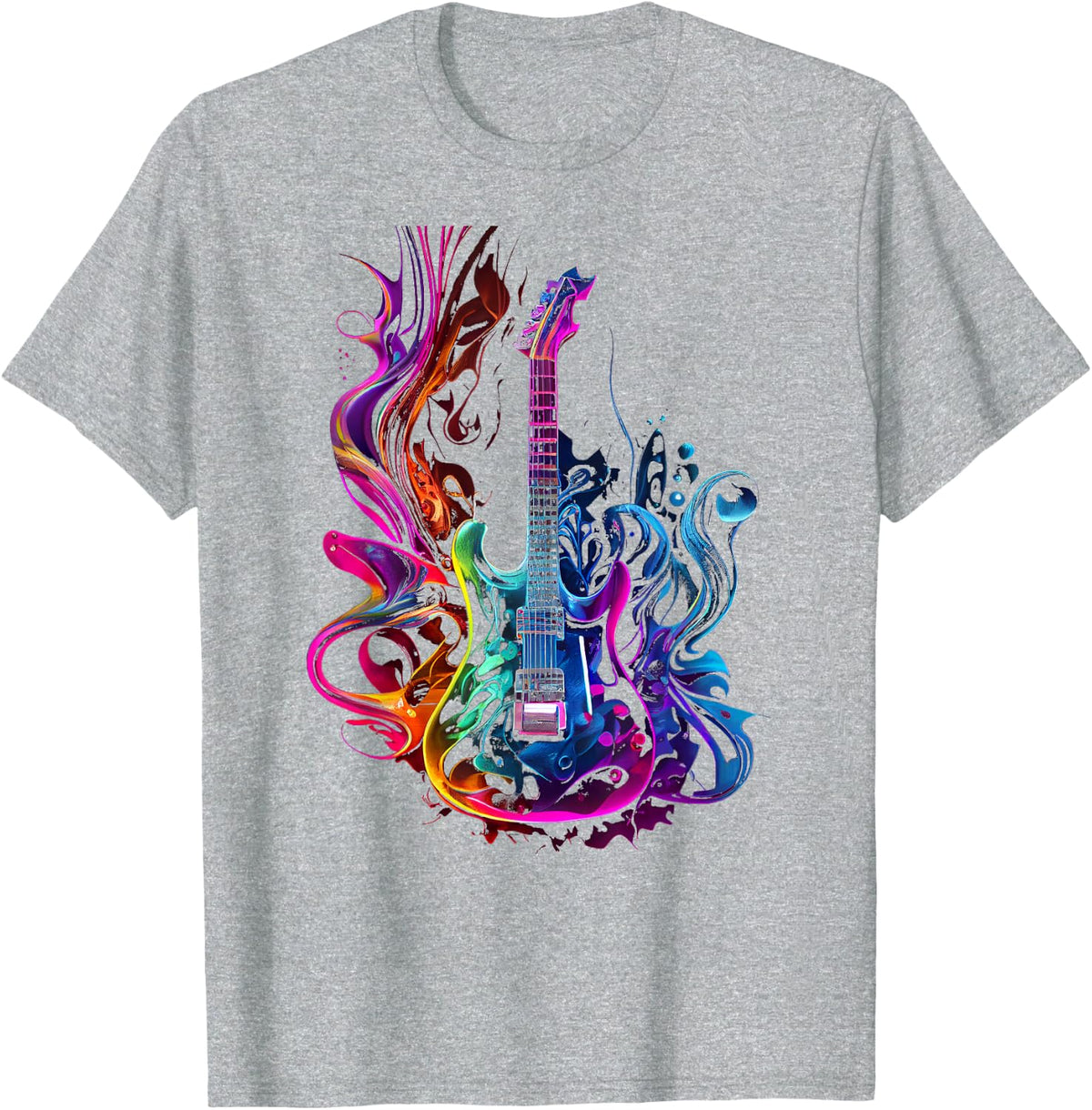 Guitar musician electric guitars player gifts Unisex-Adults Black Short Sleeve T-Shirt Small - Heather Grey